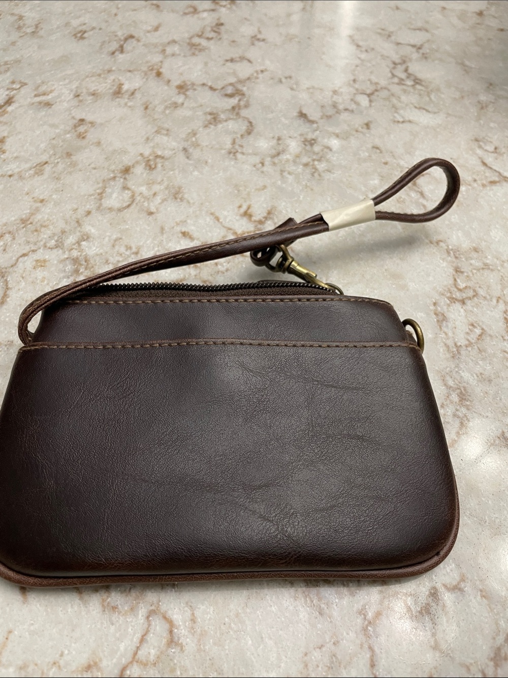 Liz Claiborne Brown Leather Zip Wristlet